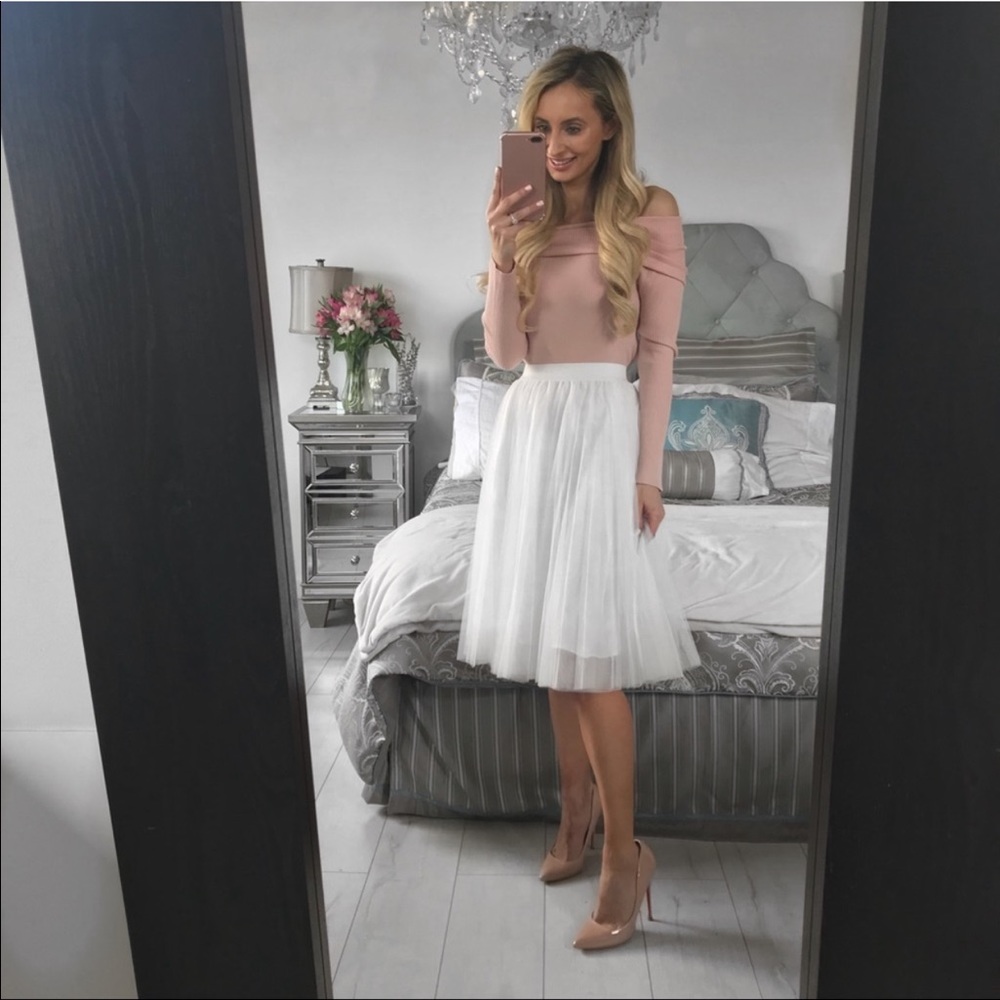 LAST 2!!!! Off the Shoulder Knitwear Pink Crop Top - Picture 6 of 8